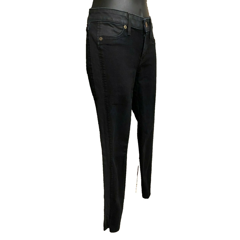 Cache Womens Low Rise Straight Leg Tuxedo Stripe Denim Jeans Size 0 Black Cotton - Picture 5 of 13